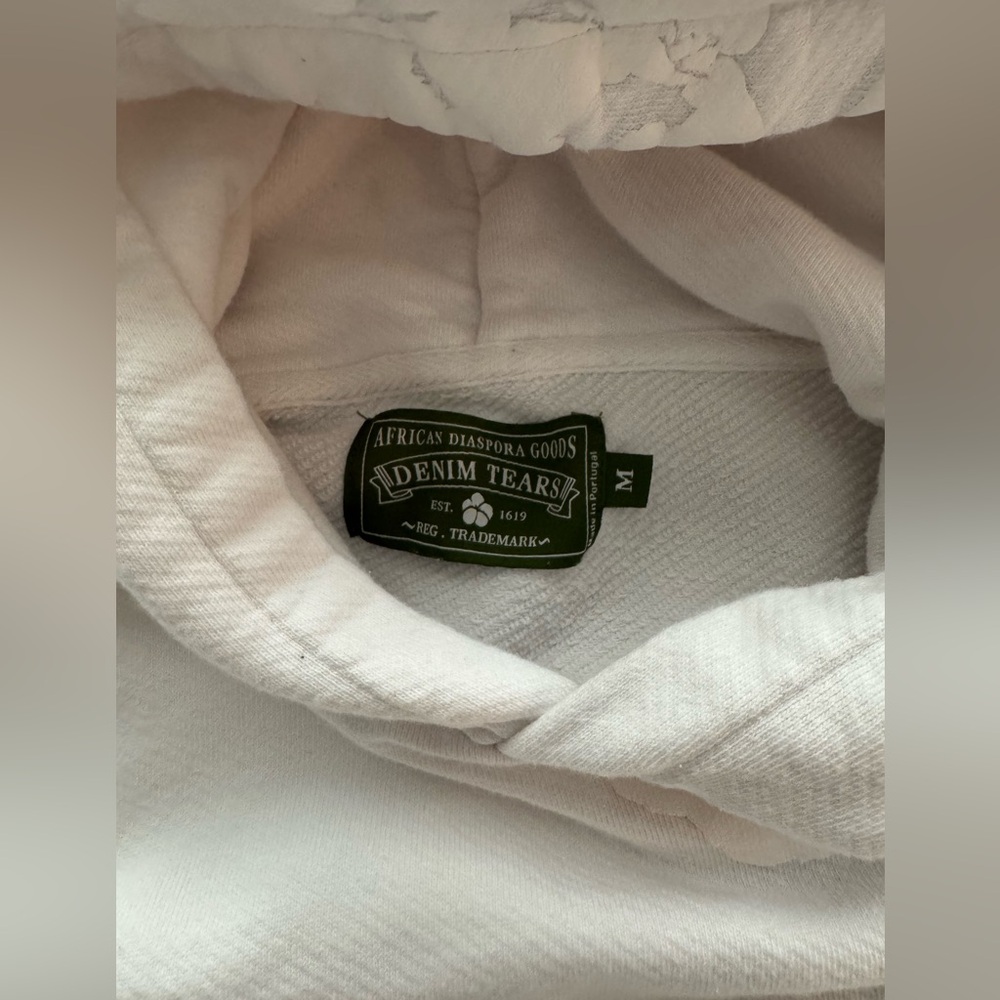 AUTHENTIC Denim Tears white on white hoodie Medium - Picture 3 of 8